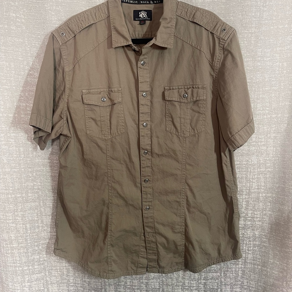 Rock & Republic Tan Casual Button Down Shirt